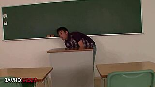 kyoka mizusawa subtly gives blowjob at school before hardcore creampie action.