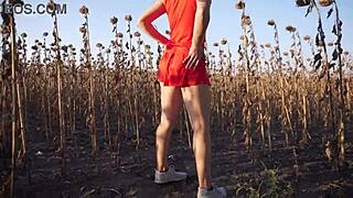 hot milf in short skirt teases her thong ass outdoors