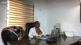 Lucky cleaning lady pounds my big ass at work, shaved pussy, sucking tits, blowjob, doggystyle, facial, orgasm!