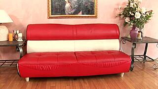 Mature blonde in stockings and heels rides big cock, gets anal fingered, and swallows cumshot