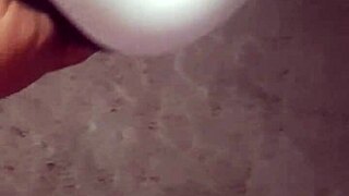 He Cums Inside the Sex Toy Using His Big Monster Cock