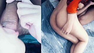 He intensely puts his penis in her mouth and fucks her hard until he cums