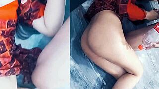 He intensely puts his penis in her mouth and fucks her hard until he cums