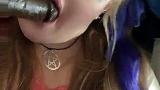 Kandy kane performs deepthroat blowjob on big tits