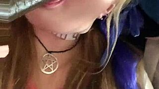 Kandy kane performs deepthroat blowjob on big tits