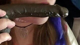 Kandy kane performs deepthroat blowjob on big tits