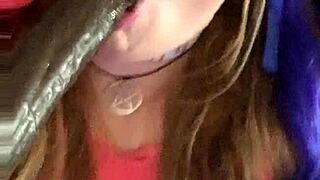 Kandy kane performs deepthroat blowjob on big tits