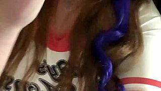 Kandy kane performs deepthroat blowjob on big tits