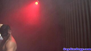 Masked horny hunks in gay group orgy