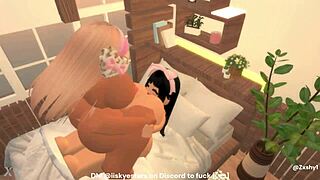 fucking a sexy lesbian customer in roblox game world