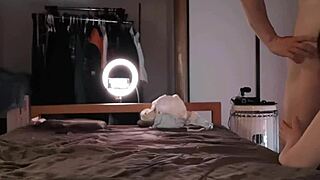 Japanese amateur cum handjob in stockings