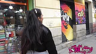 Daniela causes public scandal by flashing her boobs and pussy in madrid