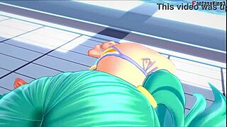 Hatsune miku in bikini footjob and blowjob fantasy