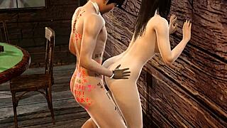 rough couple has sex in a bar