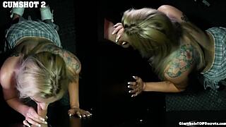 Serious cock sucking with swallow and tongue