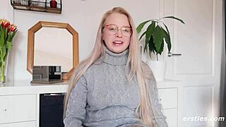 Cute blonde girl Anna enjoys relaxing while playing