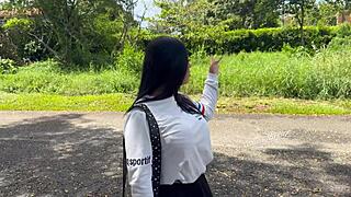 University girl easily gives in fucks and cheats on long-distance boyfriend with stranger