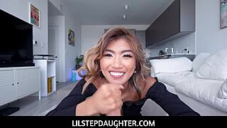 Super cute girl eagerly fucks older man to earn some cash