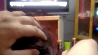 i'm fucking my fat filthy wife in the bedroom while we watch a video of me pounding a tight petite teen