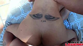 blonde mature shay jumps on fat cock by pool