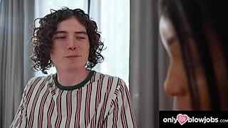 Onlyteen 18+Blowjobs - Cute Brunette Gets Tittyfucked And Slurps On A Huge Dick