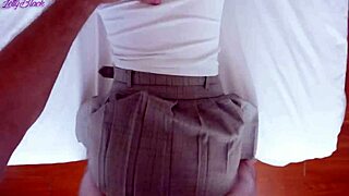 The pretty teacher accidentally cums inside the beautiful college student's pussy after class