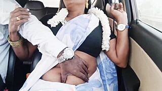 Indian Brunette Dirty Talks In Car