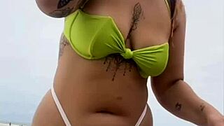 Beach exhibitionists flashing in front of husbands