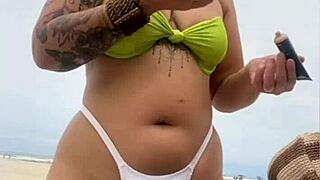 Beach exhibitionists flashing in front of husbands