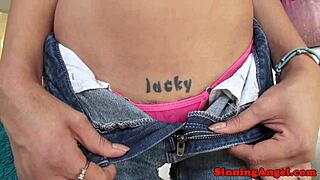 Small asian pornstar takes deepthroat action in a tattooed glamour scene