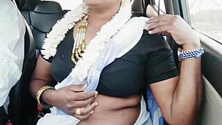 Indian Brunette Dirty Talks In Car