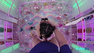 Horny goth girl in stockings gets rough pussy penetration and sloppy blowjob.