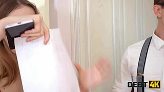 Russian Blonde Pays Debts With Tight Pussy And Asshole In Double Penetration.