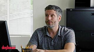 bombshell secretary lives her dream getting fuck by handsome boss, cum in pussy