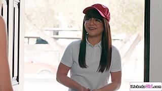 petite delivery crew having threesome with lesbian teen 18+s