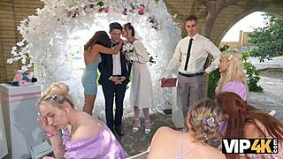 vip4k bride was fucked hard and got anal creampie while guests were watching