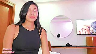 my friend gets so excited watching hot videos we end up fucking and she takes it deep in her pussy