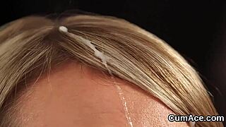 Peculiar old centerfold undergoes a unique facial procedure, ingesting all the substance completely.