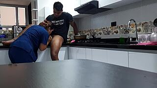 I convince employee to fuck in kitchen