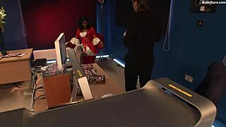 Ebony beauty fucks pussy in lingerie