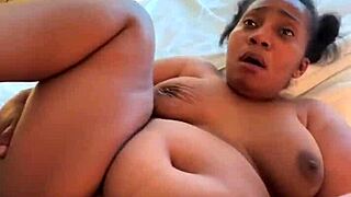 Chubby ebony babe takes long black cock