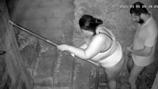 Hidden camera catches busty Latina fucking young guy