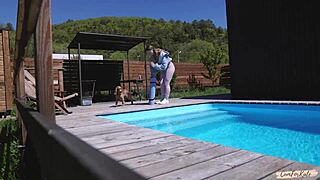 Neighbor Spies On Morning Yoga By The Pool And Joins Me