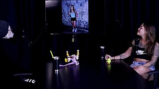 Naughty interview with Flor de Damiana and Moai, full of public sex and humiliation in sheer red lingerie