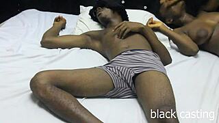 my slim girlfriend says, 'i want that big black cock in my pussy right now in the bedroom'