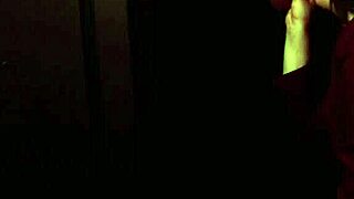 Young student sucks cock through the gloryhole