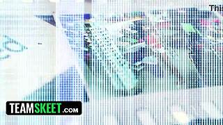 i watched the snobby cheerleader get fucked by the security guard after shoplifting