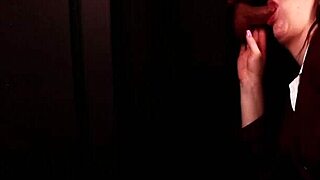 Young student sucks cock through the gloryhole