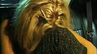 they fuck in the car in front of the driver, blonde cougar deepthroats and swallows