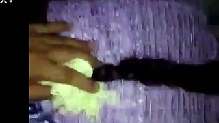 A shemale pulls aside panties to fuck the cholita.